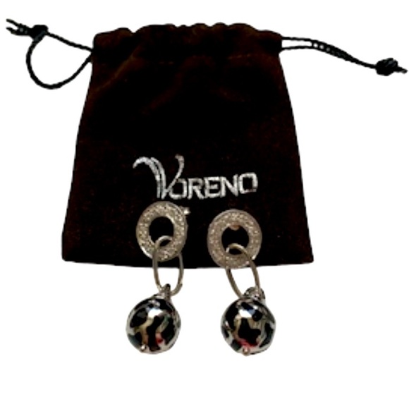 Voreno Jewelry - VORENO Sterling Silver and Black Dangle Earrings w/ Cubic Zirconia 925 Stamped